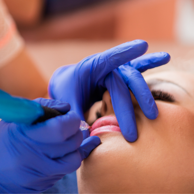 Lippigmentatie met machine