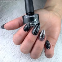 Supersonic Silver - Rubber Glitter Velvet Top Gel | Abstract