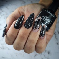 Supersonic Silver - Rubber Glitter Velvet Top Gel | Abstract