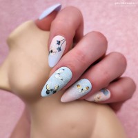 water decals vintage flowers & butterfly B565