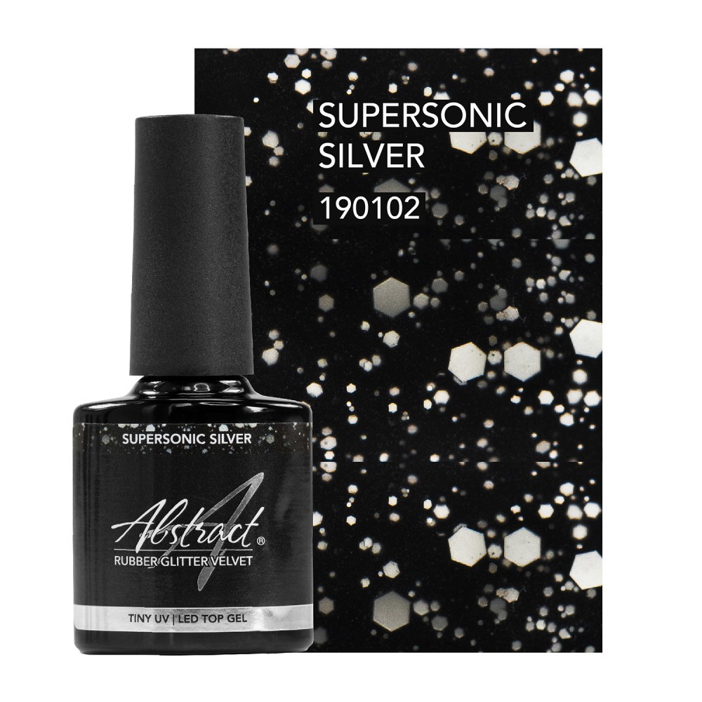 Supersonic Silver - Rubber Glitter Velvet Top Gel | Abstract