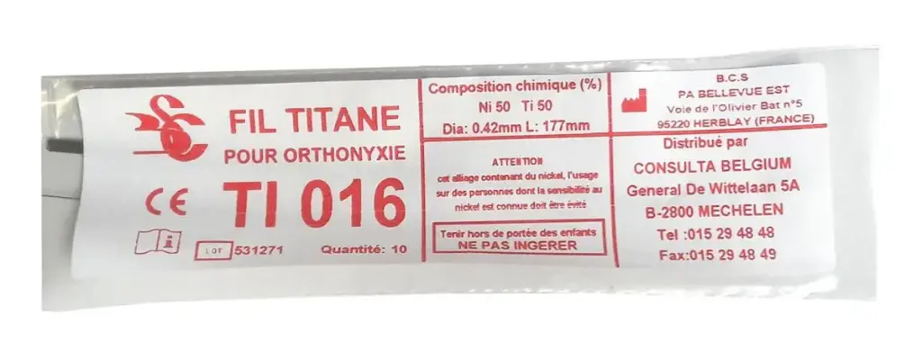 Titanium draad maat 016 per 5 st 