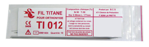 Fil de titane taille 012 par 5 pièces