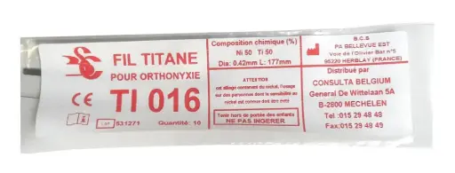 [99006763] Titanium draad maat 016 per 5 st 