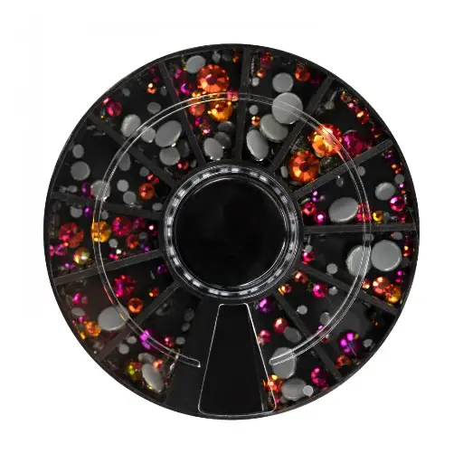 [197601] Abstract Mix Rhinestone Wheel Chameleon Red Mix