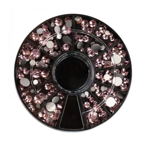[27523] Abstract Mix Rhinestone Wheel Light Pink Mix